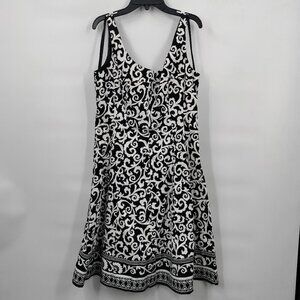 Jones Wear Jacquard Sleeveless Square Neck Mini Dress Size 10 Women Black
